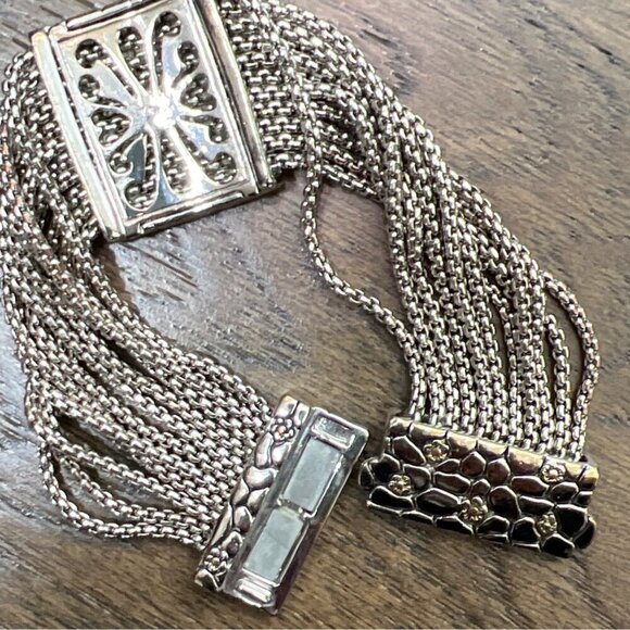 Silver & Gold 10 Box Chain Bracelet 7.75" EUC - Picture 4 of 5